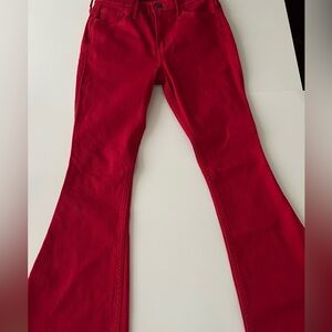 Hollister Bright Red High-Rise Flare Jeans